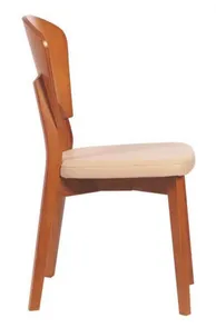 Cadeira De Madeira Tauari Amêndoa Oslo Com Assento Estofado Bege Piazza