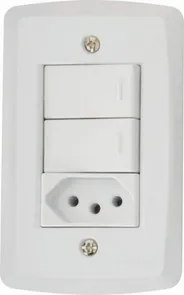 Conjunto 2 Interruptores Simples 10a 250v + 1 Tomada 2p+T 20a 250v 4x2 - Lux