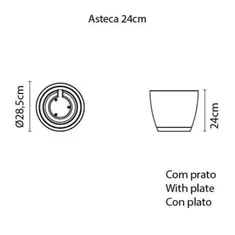 Vaso Com Prato Asteca 24 Cm Concreto Basic