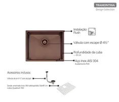 Cuba Quadrum Em Aço Inox Com Revestimento Pvd Black 50x40 Cm Tramontina Design Collection