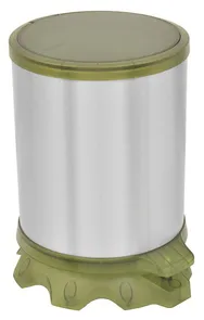 Lixeira Em Aço Inox Scotch Brite E Plástico Translúcido Verde Com Pedal 5 Litros Tramontina Sofie