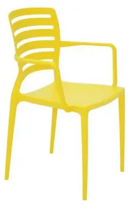 Cadeira Sofia Polipropileno/Fibra De Vidro Com Braços Encosto Vazado Horizontal Amarela Summa