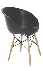 Cadeira Maja Sem Braços Base De Madeira Camurça/Branca Summa