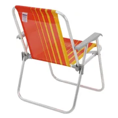 Cadeira De Praia Alta Em Alumínio Laranja E Amarelo Tramontina Samoa