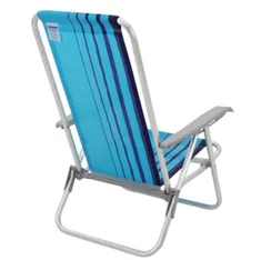 Cadeira De Praia Em Alumínio Reclinável Baixa Azul Tramontina Bali