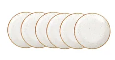Conjunto De Pratos Raso Rústico Marrom Em Porcelana Decorada 28 Cm 6pçs Tramontina