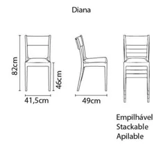 Cadeira Diana Eco em Polipropileno e Fibra de Vidro Preto Tramontina