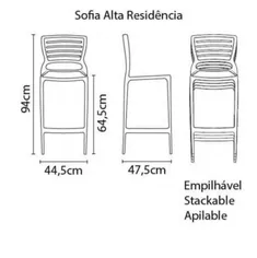 Cadeira Sofia Alta Residência Camurça Tramontina