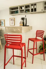Cadeira Sofia Alta Bar Sem Braço Vermelha Summa