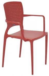 Cadeira Safira Vermelha Em Polipropileno E Fibra De Vidro Com Braços Summa