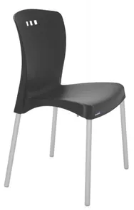 Cadeira Mona em Polipropileno Preto com Pernas de Alumínio Anodizado Tramontina
