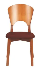 Cadeira De Madeira Tauari Amêndoa Oslo Com Assento Estofado Café Piazza