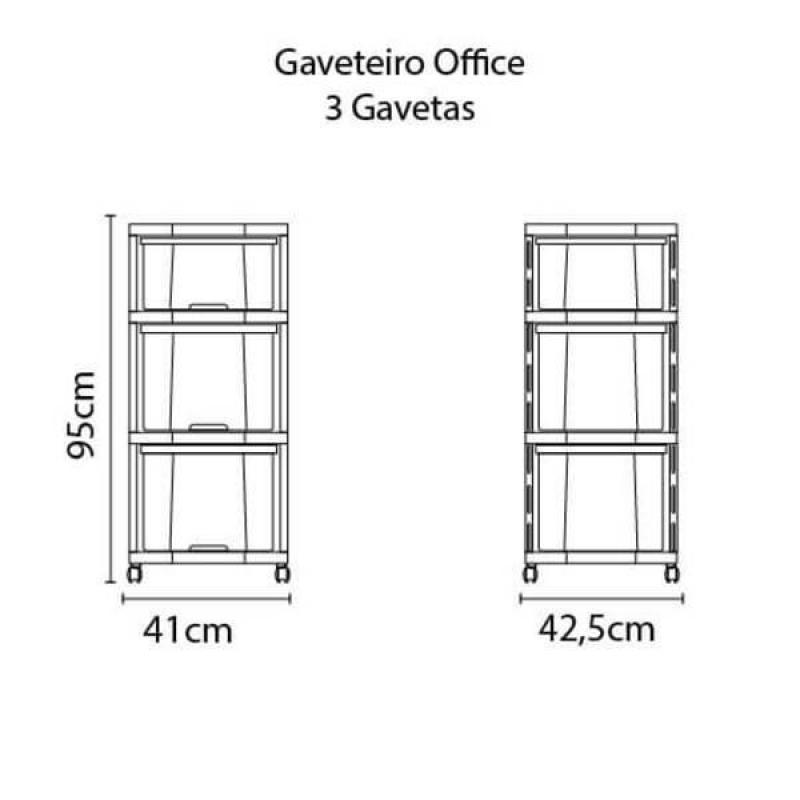 Gaveteiro Office 3 Gavetas Linha Basic