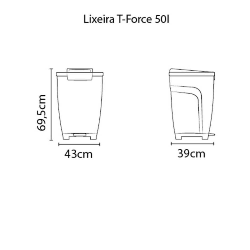 Lixeira T-Force 50l Cinza Basic