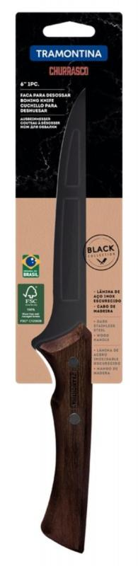 Faca para Desossar Churrasco Black com Lâmina em Aço Inox Escurecido e Cabo de Madeira 6