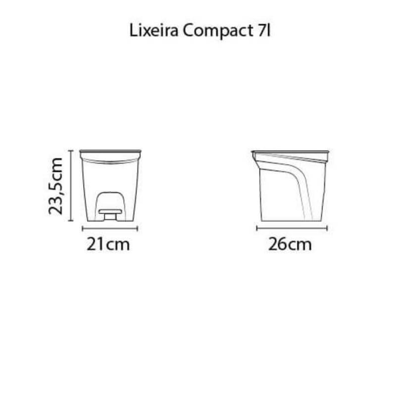 Lixeira Compact 7 Litros Preto Basic