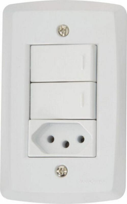 Conjunto 2 Interruptores Simples 10a 250v + 1 Tomada 2p+T 10a 250v 4x2 - Lux