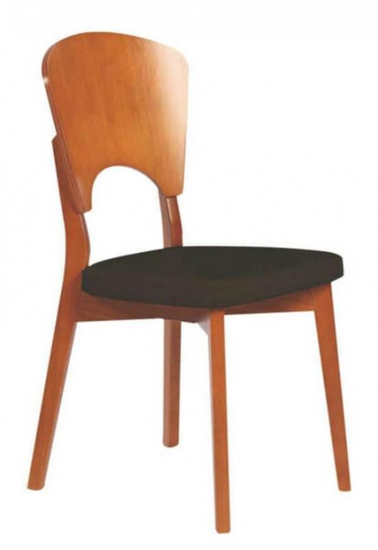 Cadeira De Madeira Tauari Amêndoa Oslo Com Assento Estofado Preto Piazza