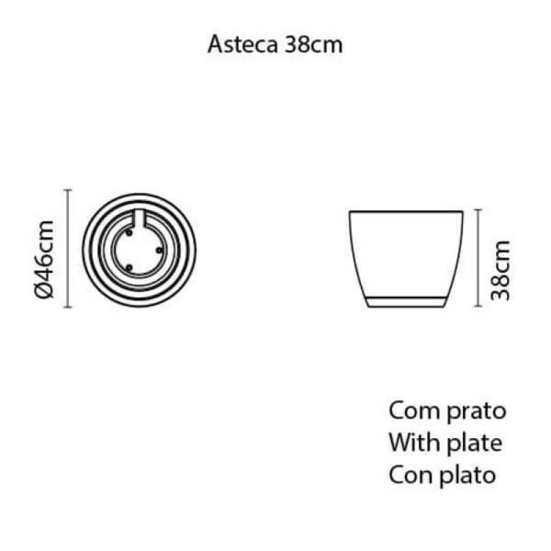 Vaso Com Prato Asteca 38 Cm Marrom Basic