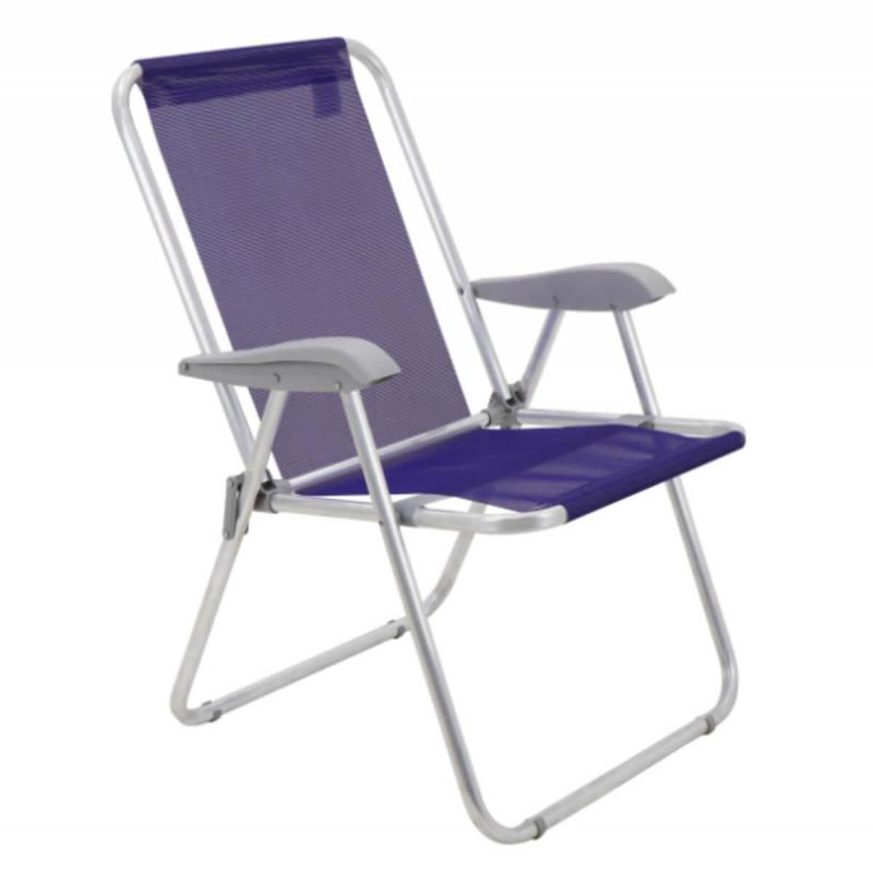 Cadeira De Praia Em Alumínio Com Assento Roxo Tramontina Creta Master