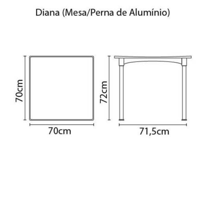 Mesa Diana Com Pernas De Alumínio Anodizado Amarelo Summa