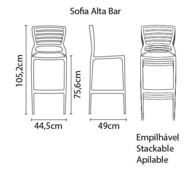 Cadeira Sofia Alta Bar Sem Braço Amarela Summa