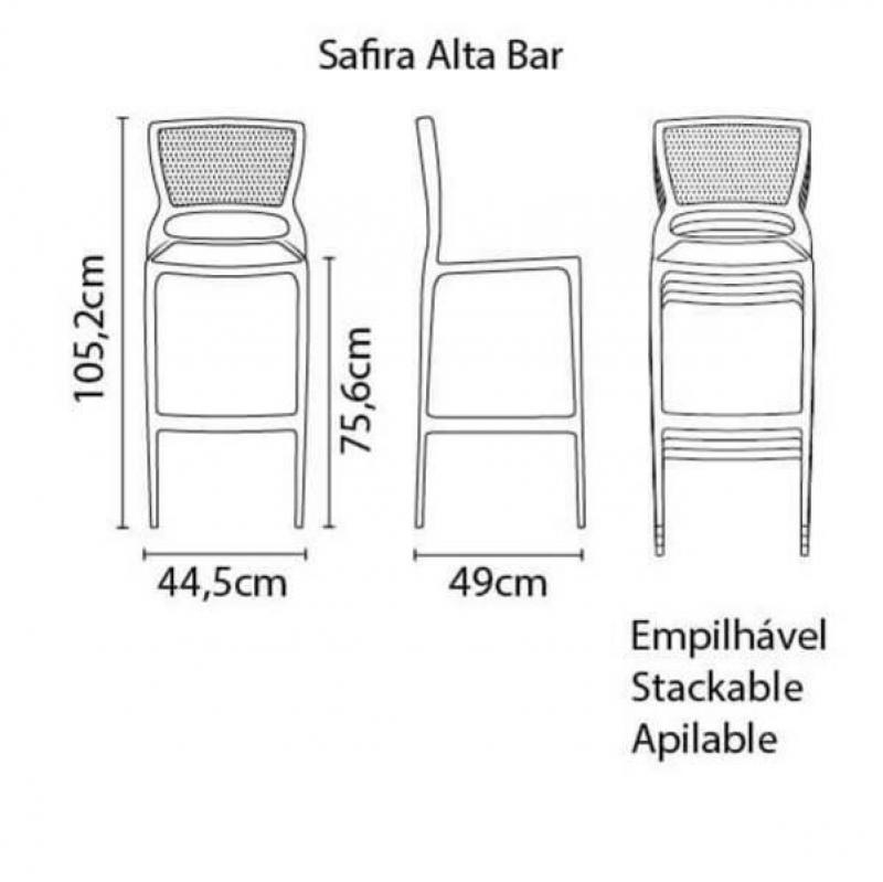 Cadeira Safira Alta Bar Camurça Summa
