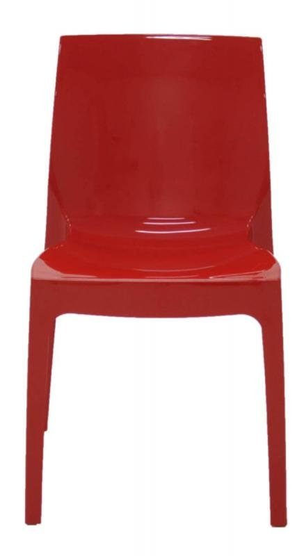 Cadeira Com Encosto Fechado Brilhosa Alice Summa Vermelha