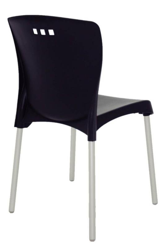 Cadeira Mona em Polipropileno Preto com Pernas de Alumínio Anodizado Tramontina