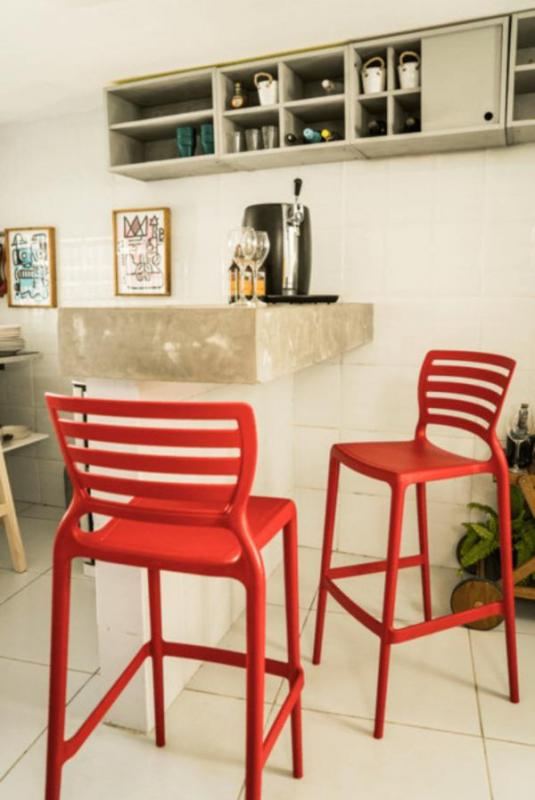 Cadeira Sofia Alta Bar Sem Braço Vermelha Summa
