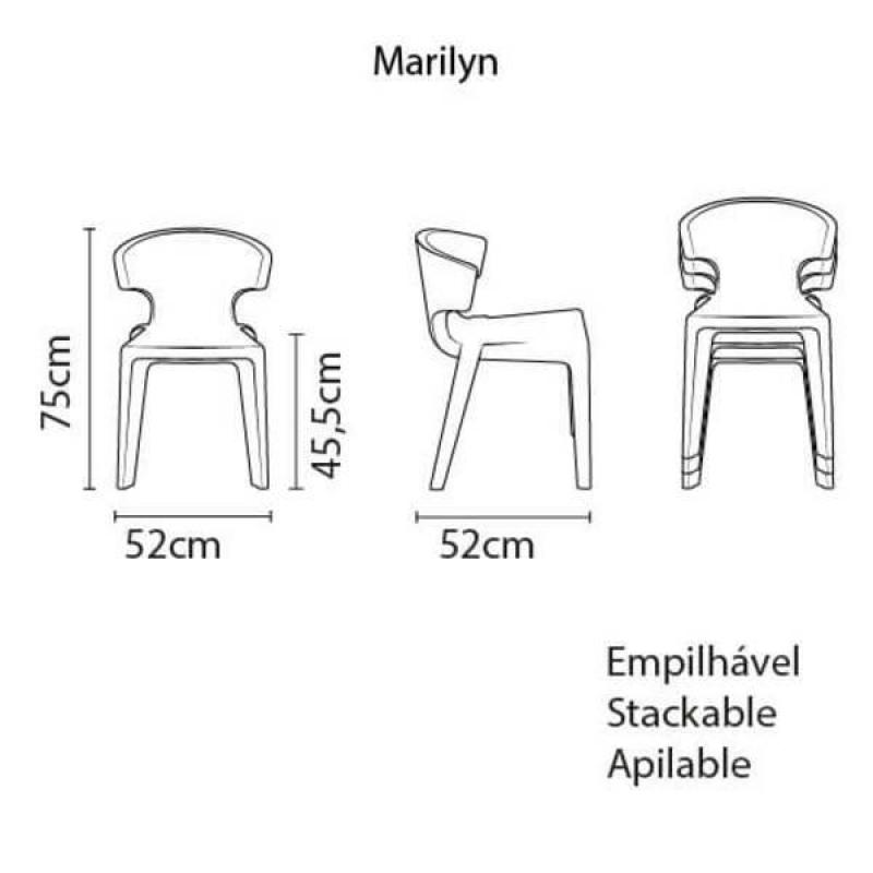 Cadeira Marilyn Sálvia Em Polietileno Sem Braços