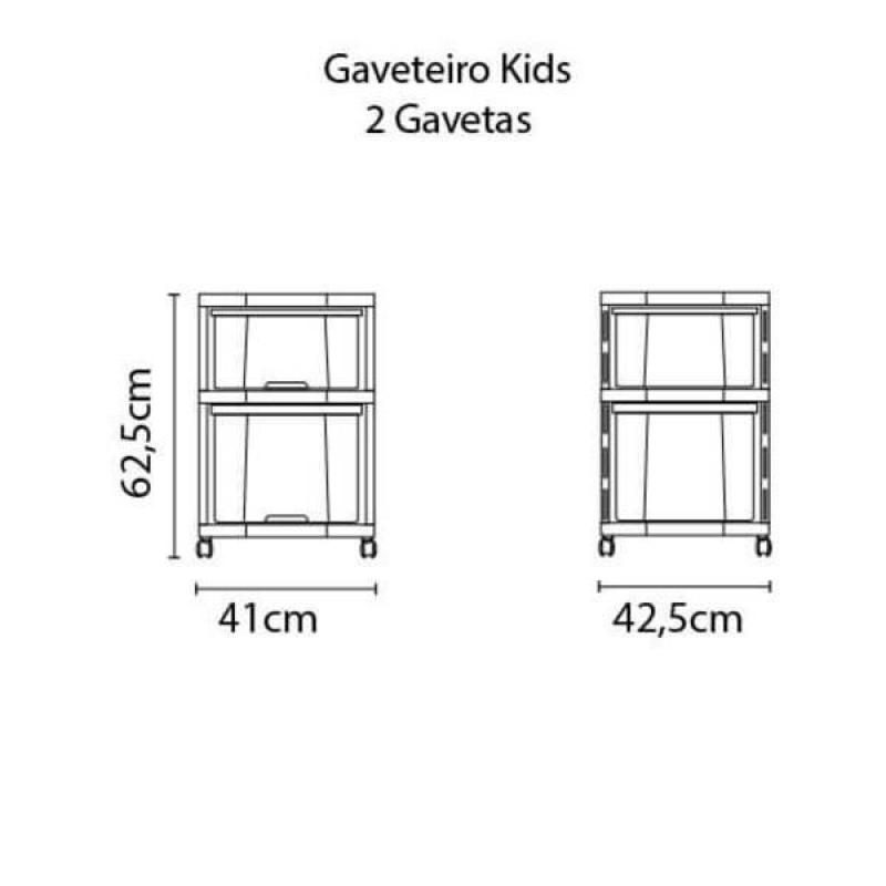 Gaveteiro Kids 2 Gavetas Azul Basic