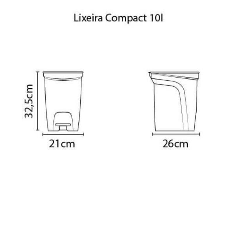Lixeira Compact 10 Litros Cinza Basic
