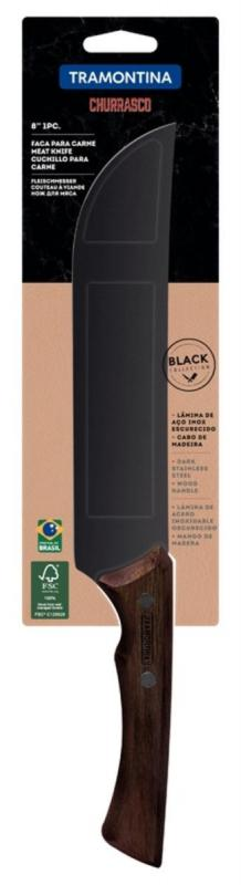 Faca para Carne Churrasco Black com Lâmina em Aço Inox Escurecido e Cabo de Madeira 8