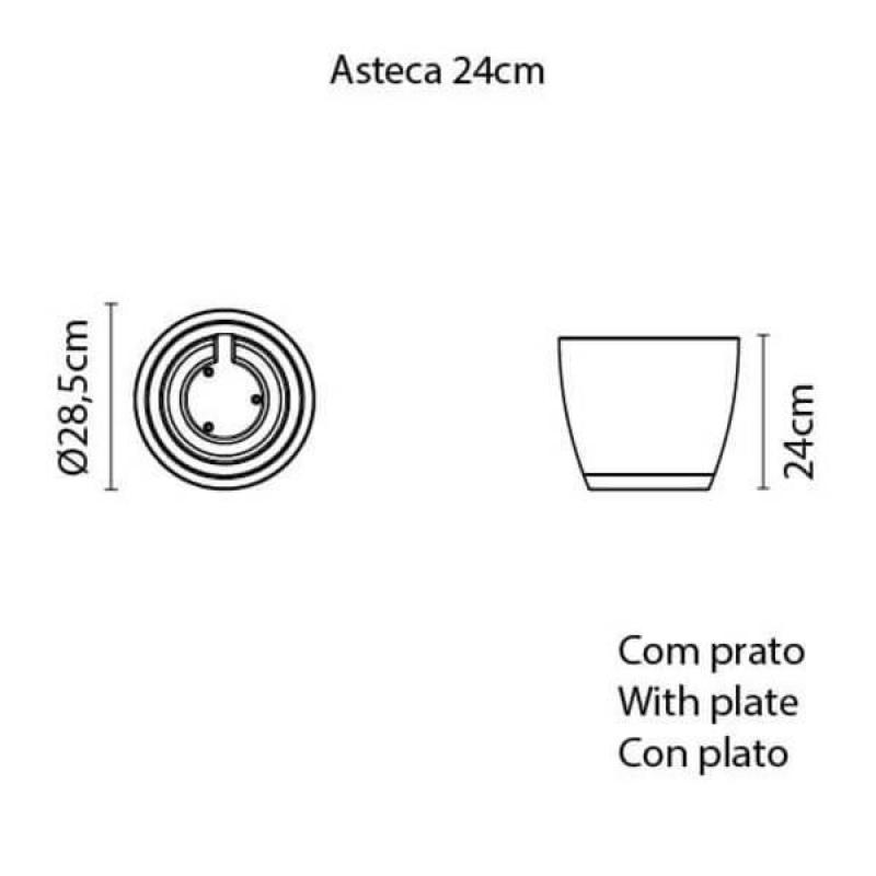 Vaso Com Prato Asteca 24 Cm Bege Basic